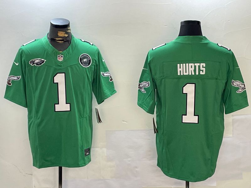 Men Philadelphia Eagles #1 Hurts Green Throwback 2024 Nike Vapor Limited NFL Jersey style 3->philadelphia eagles->NFL Jersey